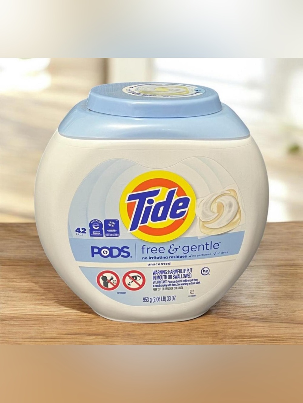 Tide PODS Free & Gentle Laundry Detergent Pacs - Unscented (Light Blue)